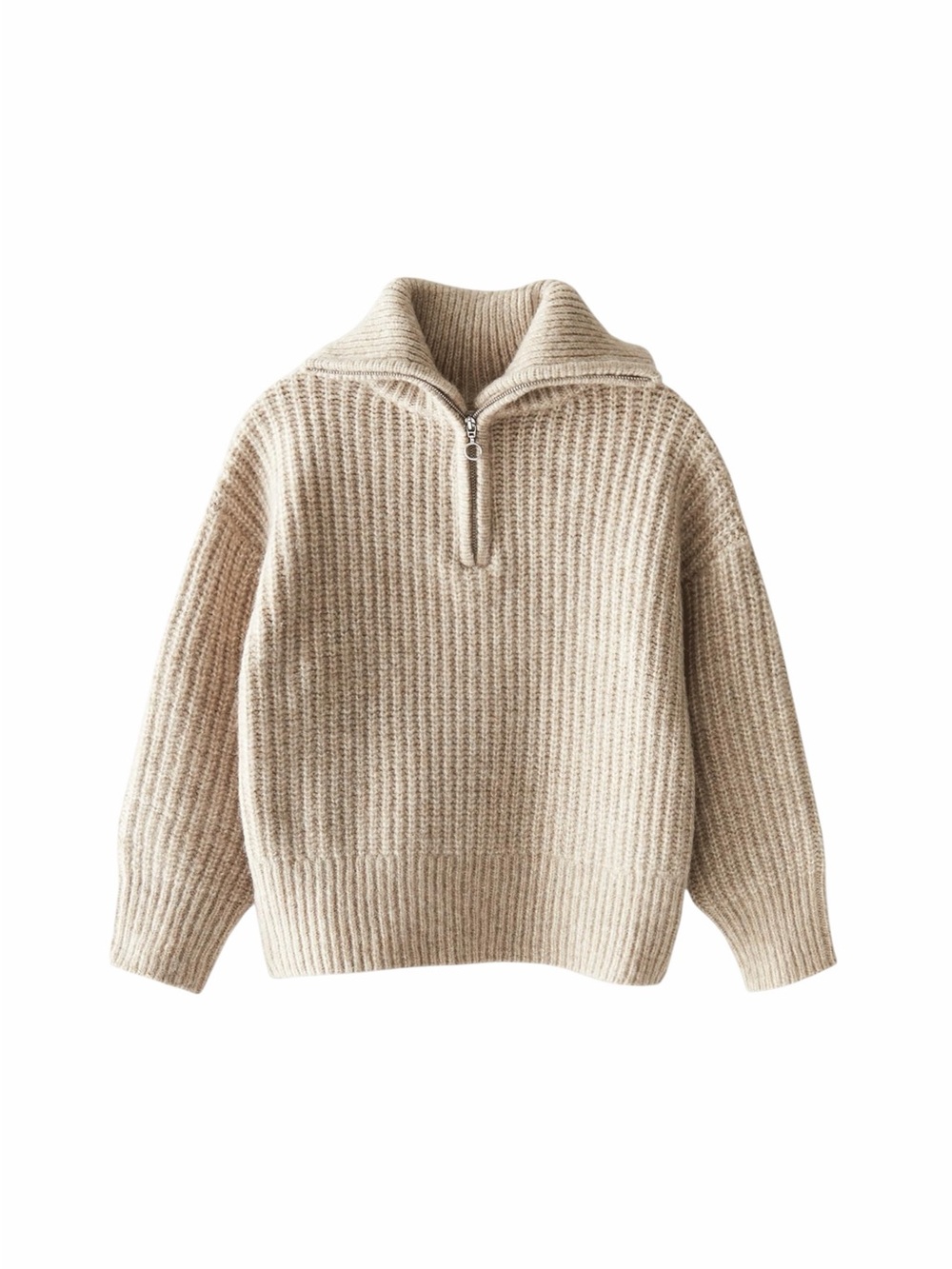 Zara Oatmeal Knit Quarter Zip Pullover Sweater Baby 12-18mo